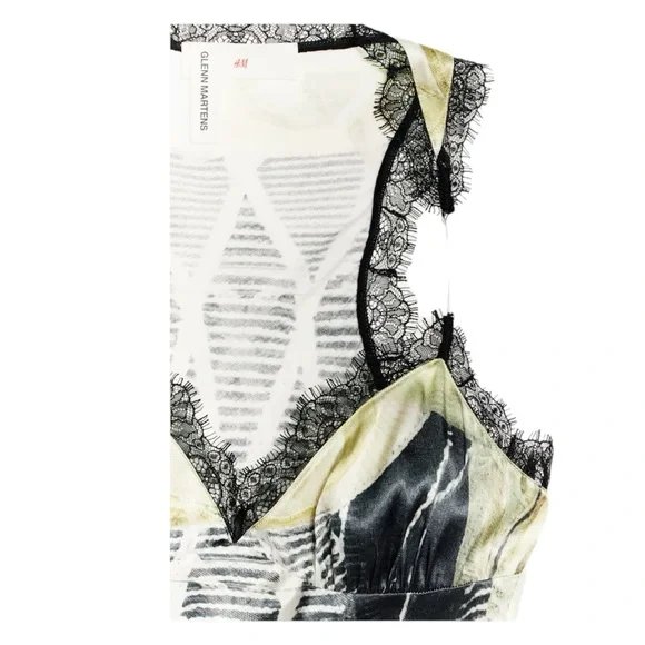 💥SOLD💥NWT Glenn Martens x H&M Satin Trompe L'oeil Print Invisible Strap Dress - Picture 3 of 8